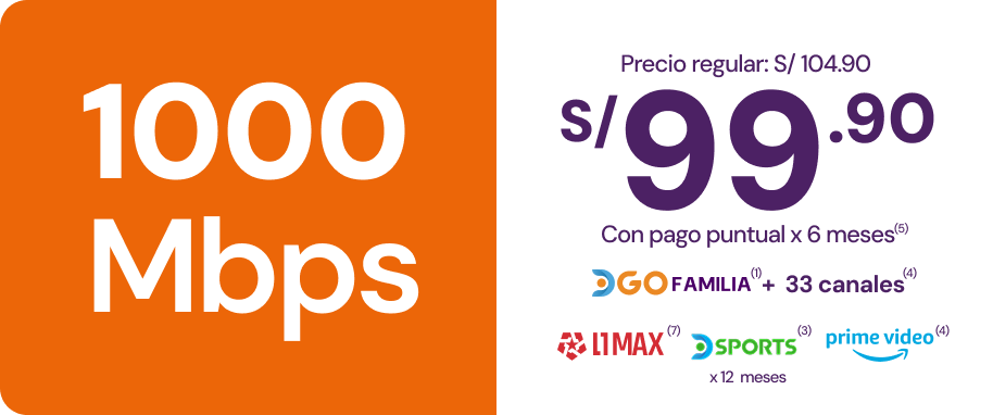 imagen de card de promoción de 1000mbps a 89,90 soles